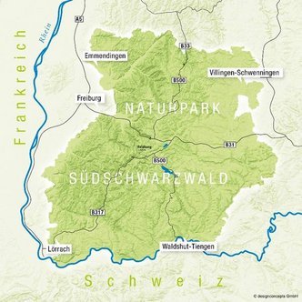 Lageplan des Naturparks Südschwarzwald